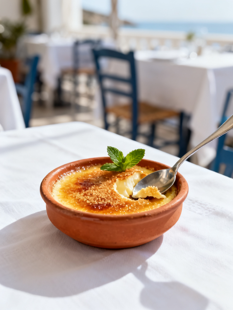 Crema catalana amb la crosta de sucre cremada